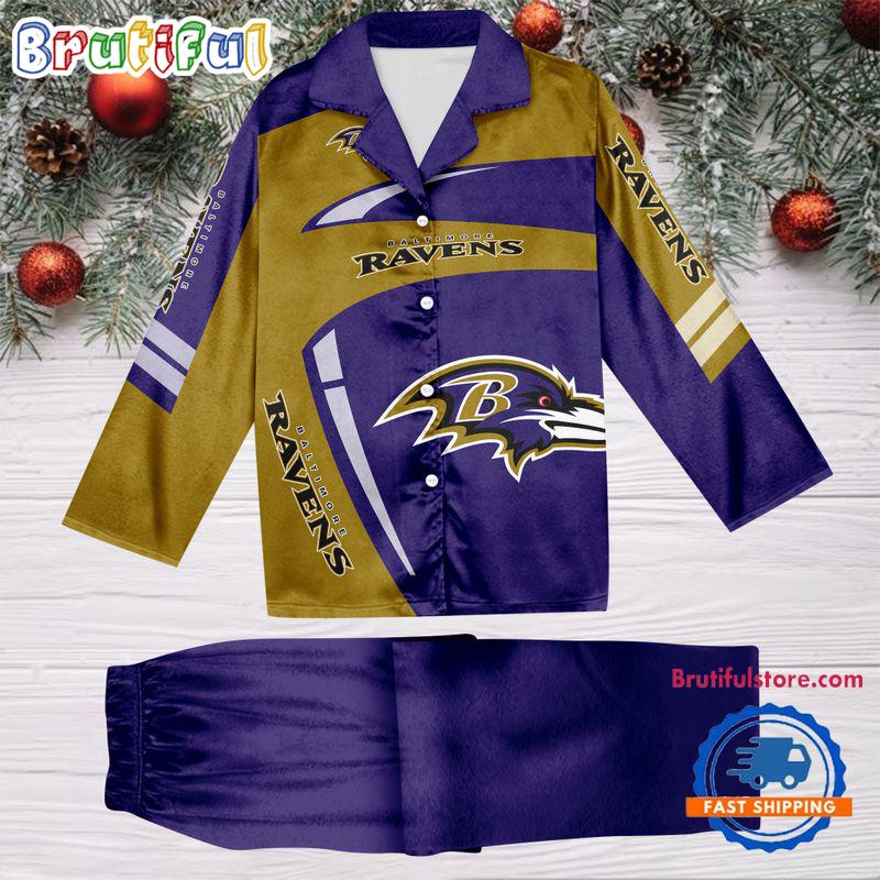 NFL Baltimore Ravens Special Football Team Winter Season Satin Pajamas Set