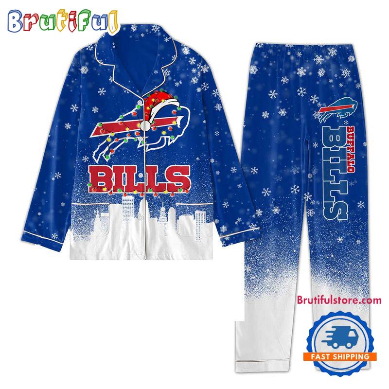 NFL Buffalo Bills Christmas For Winter Season Satin Pajamas Set