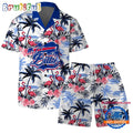 NFL Buffalo Bills Football Team Logo Pattern Flamingo Hibiscus Summer Hawaiian Shirt And Beach Short
