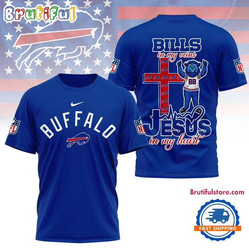 NFL Buffalo Bills Jesus In My Veins In My Heart All Over Print Shirt