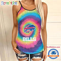 NFL Buffalo Bills Rainbow Pattern Summer Women’s Criss Cross Tank Top