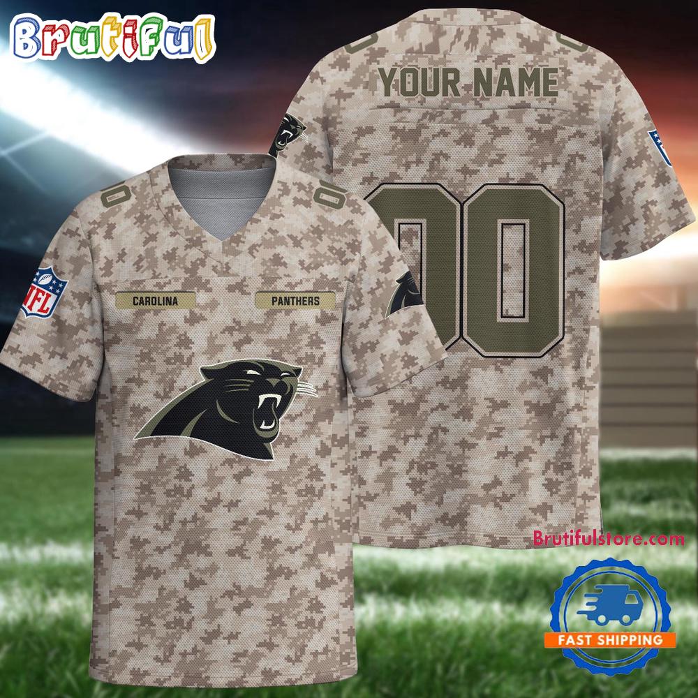 NFL Carolina Panthers Camo Veterans Personalized Football Jersey