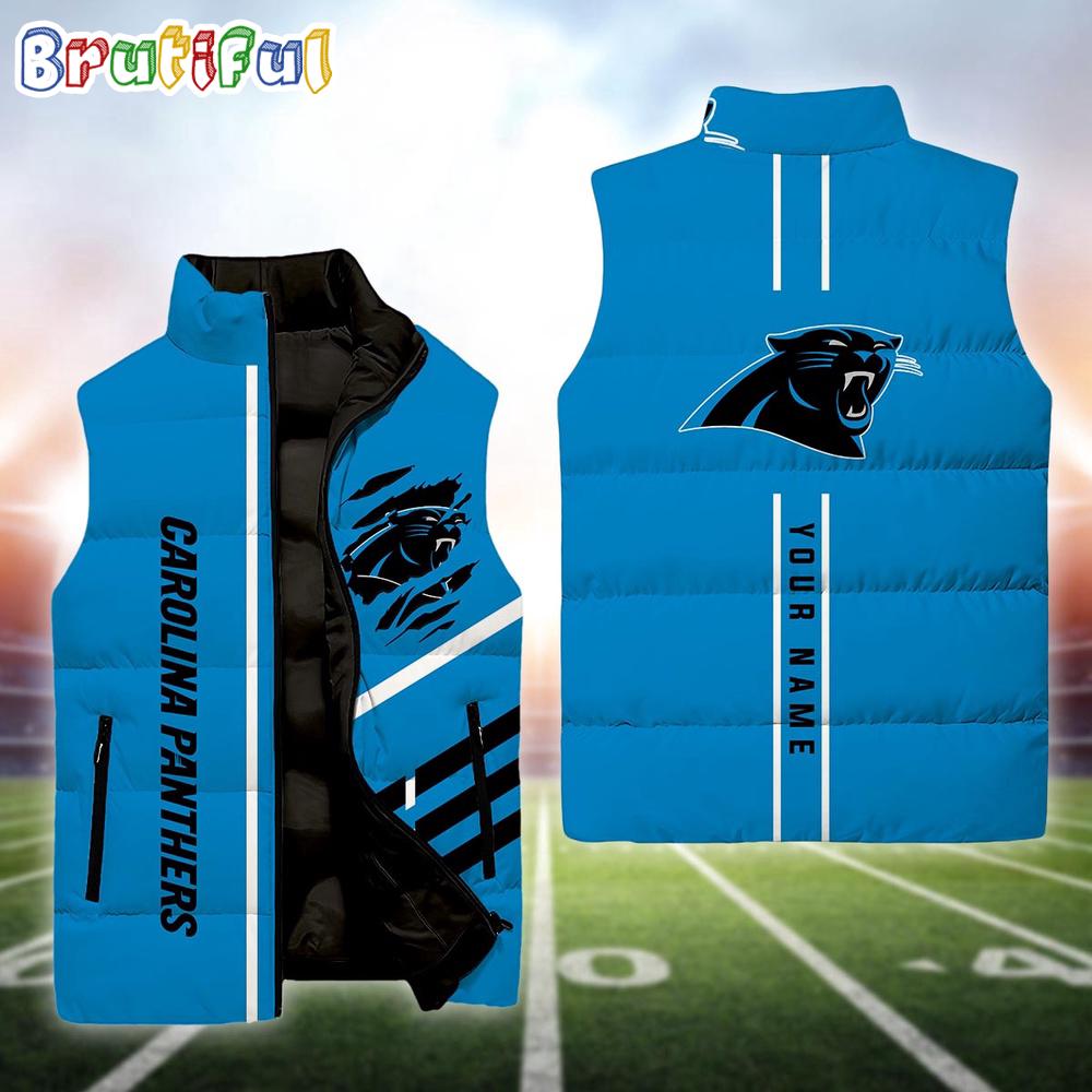NFL Carolina Panthers Football New Season Personalized Sleeveless Down Puffer Jacket
