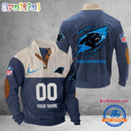 NFL Carolina Panthers Football Team Custom Name And Number Buttoned Collar Sweatshirt