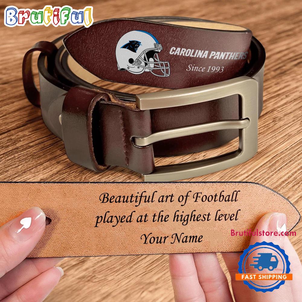 NFL Carolina Panthers Football Team Logo Helmets Custom Men’s Leather Belt