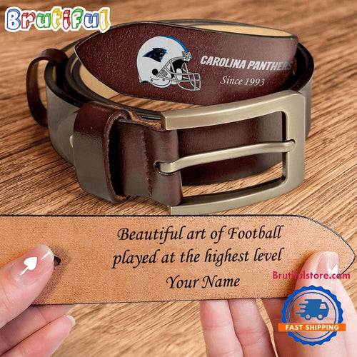 NFL Carolina Panthers Football Team Logo Helmets Custom Men’s Leather Belt