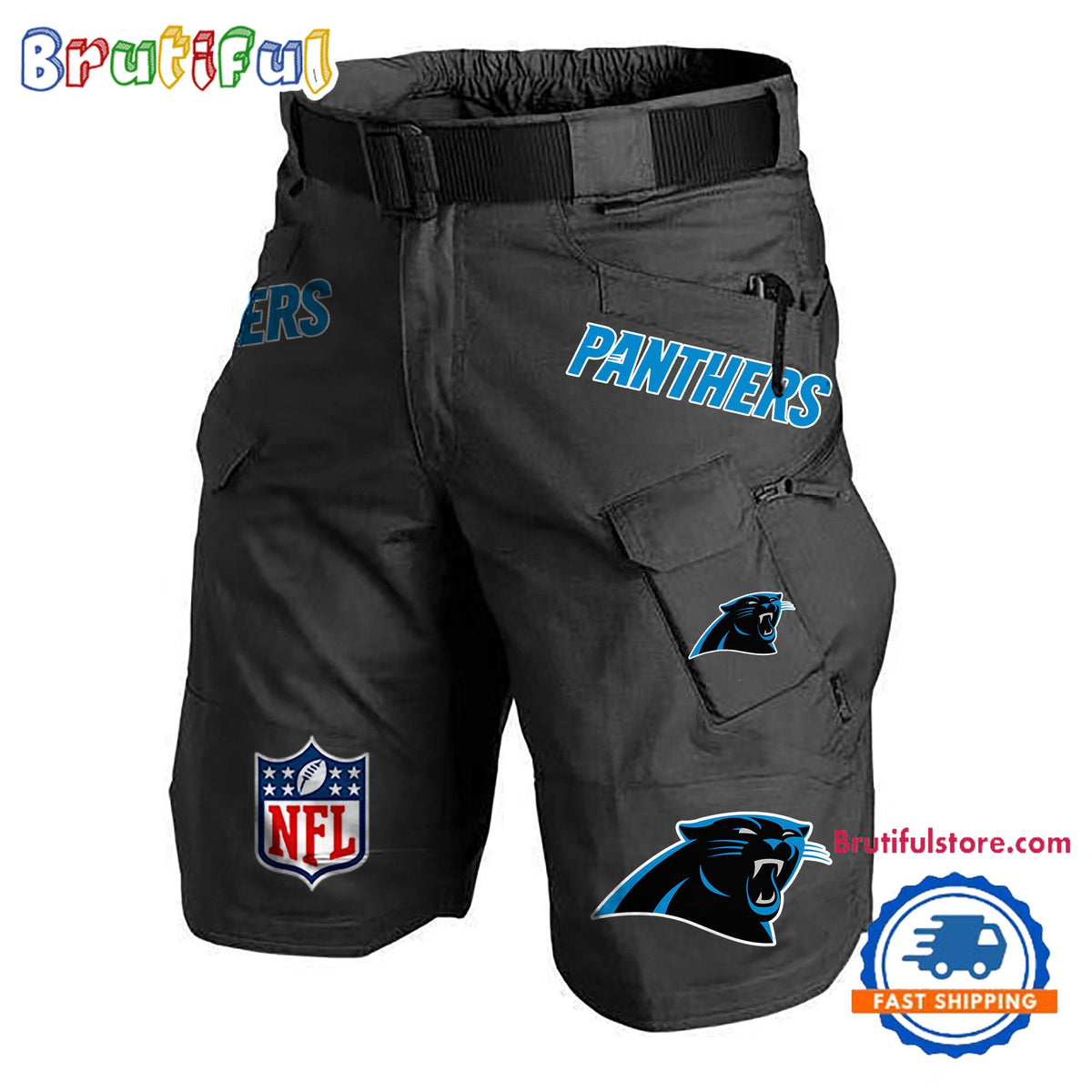 NFL Carolina Panthers Football Team Military Tactical Shorts