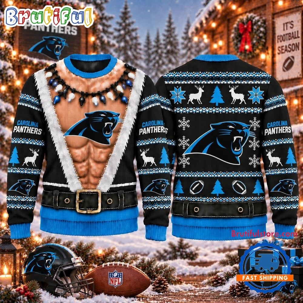 NFL Carolina Panthers Funny Body Design Christmas Ugly Sweater