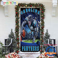 NFL Carolina Panthers Mascot Football Christmas Door Cover, Football Xmas Door Cover