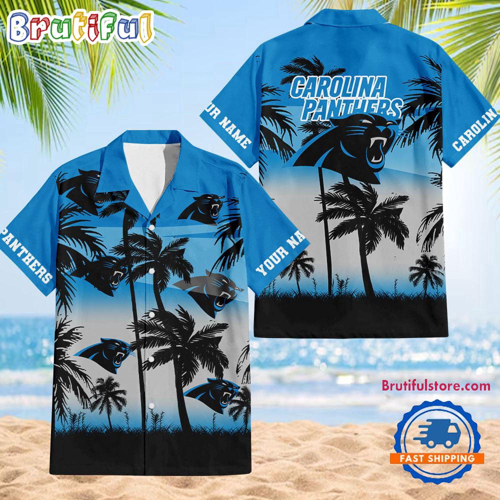NFL Carolina Panthers Palm Tree Summer Design Aloha Hawaiian Shirt