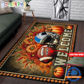 NFL Carolina Panthers Pumpkin Flower Football Halloween Rectangle Rug