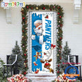 NFL Carolina Panthers Santa Reindeer Merry Christmas Door Cover, Football Christmas Home Decor