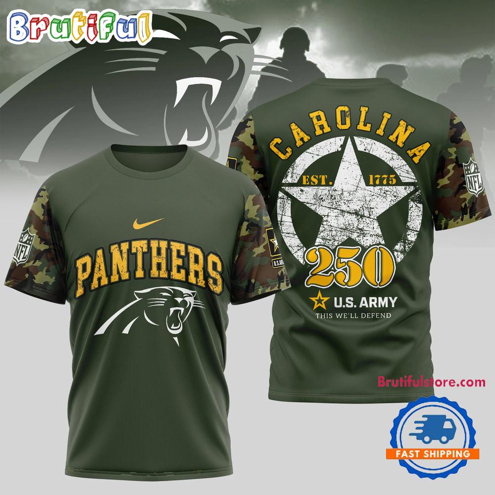 NFL Carolina Panthers US Army 250th Birthday Celebration 3D Shirt