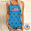 NFL Carolina Panthers USA Independence Day Women’s Criss Cross Tank Top