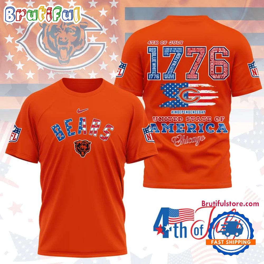 NFL Chicago Bears 4th of July Happy Independence Day 1776 3D Shirt