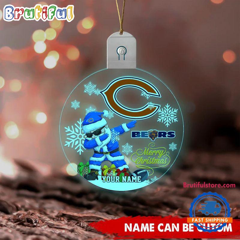 NFL Chicago Bears Football Team Christmas Santa Claus Circle Led Acrylic Ornament