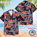 NFL Chicago Bears Football Team Flower Summer Design Hawaiian Button Shirt