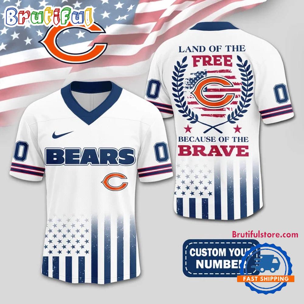 NFL Chicago Bears Land Of The Free Because of The Brave Football Jersey