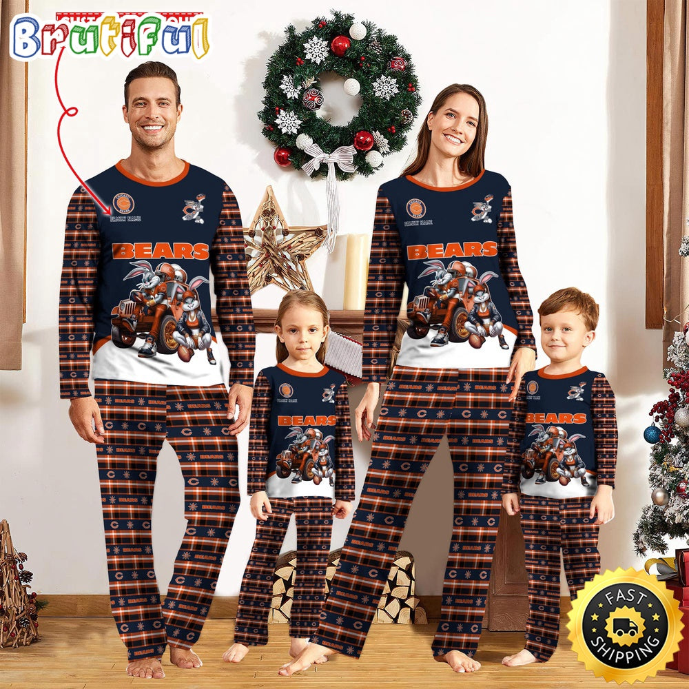 NFL Chicago Bears Pajamas Bunny Sports For Family Custom Name Pajamas