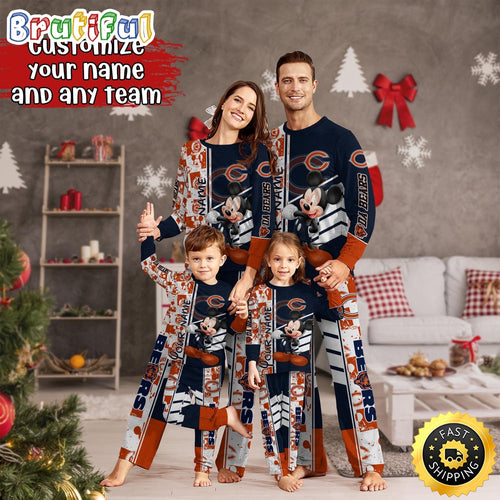 NFL Chicago Bears Pajamas Mickey Mouse For Family Custom Name Pajamas