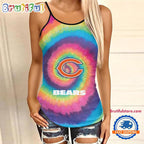 NFL Chicago Bears Rainbow Pattern Summer Women’s Criss Cross Tank Top