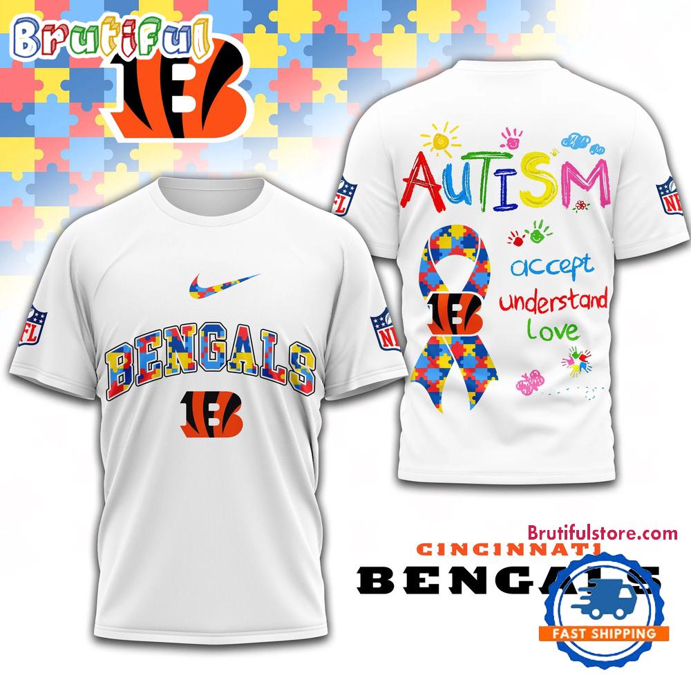NFL Cincinnati Bengals Autism Awareness Accept Understand Love All Over Print Shirt