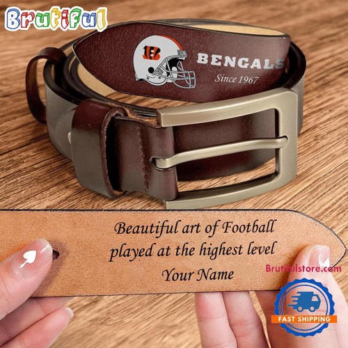 NFL Cincinnati Bengals Football Team Logo Helmets Custom Men’s Leather Belt