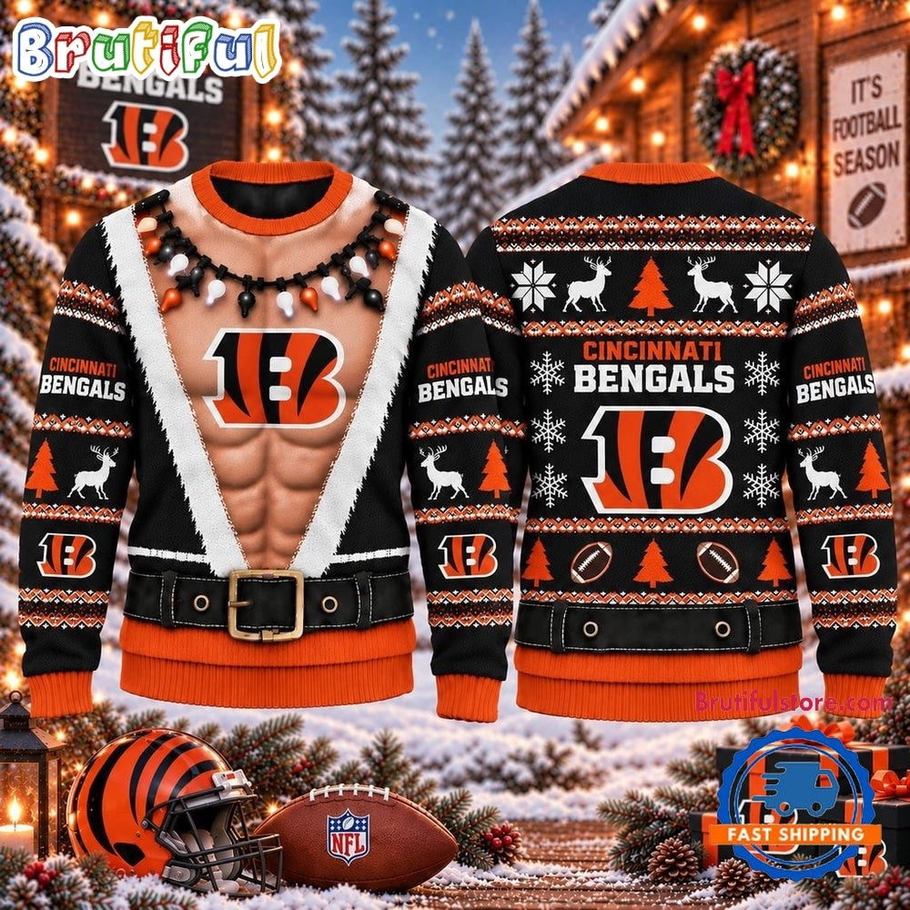 NFL Cincinnati Bengals Funny Body Design Christmas Ugly Sweater