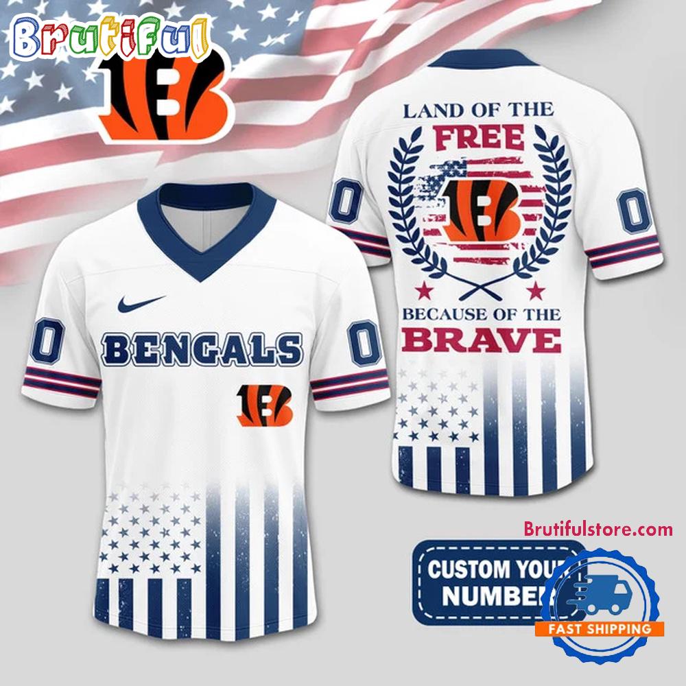 NFL Cincinnati Bengals Land Of The Free Because of The Brave Football Jersey