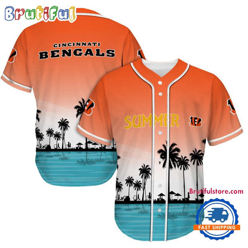 NFL Cincinnati Bengals Palm Trees Summer On The Beach Baseball Jersey