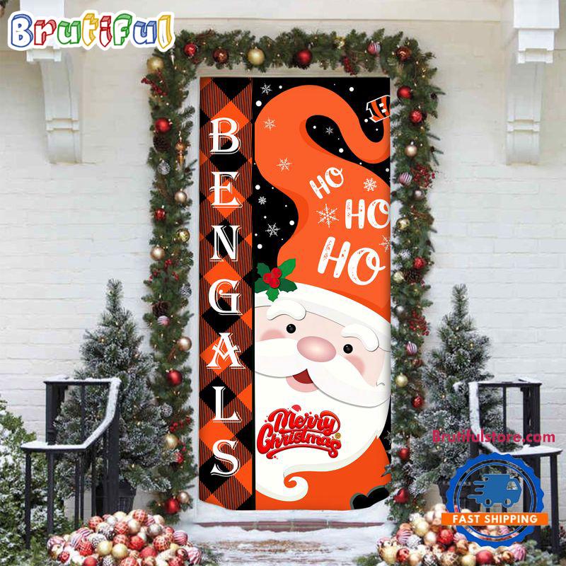 NFL Cincinnati Bengals Santa Claus HoHoHo Football Christmas Door Cover
