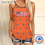 NFL Cincinnati Bengals USA Independence Day Women’s Criss Cross Tank Top