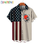 NFL Cleveland Browns American Flag Summer Button Hawaiian Shirt