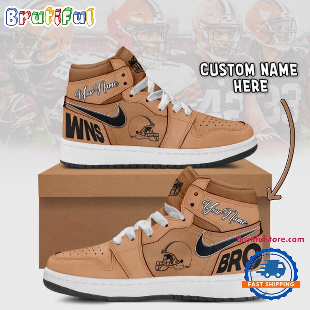 NFL Cleveland Browns Brown Air Jordan 1 Hightop Shoes