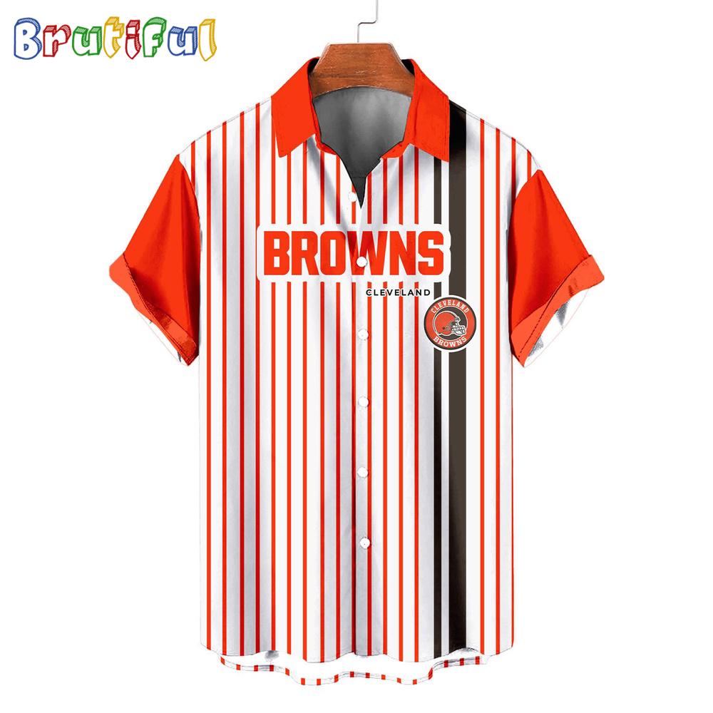 NFL Cleveland Browns Classic Retro Mascot Line Summer Beach Hawaiian Shirt