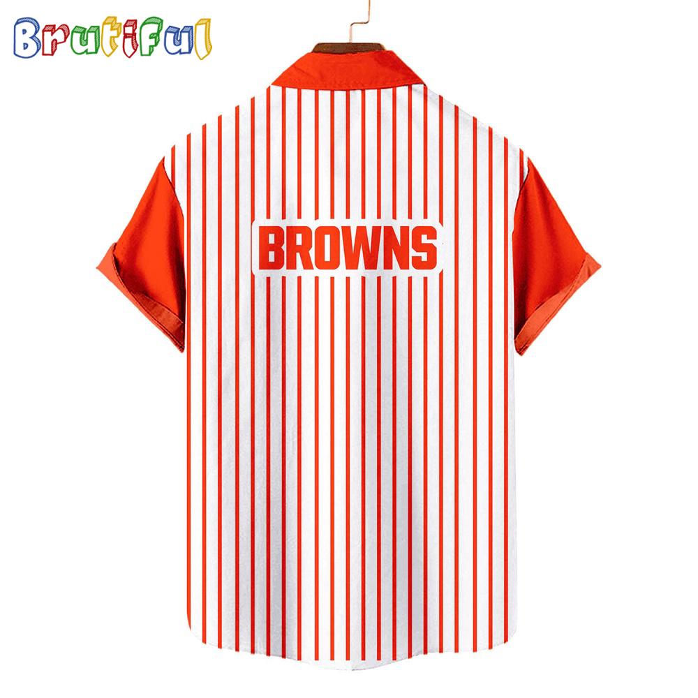 NFL Cleveland Browns Classic Retro Mascot Line Summer Beach Hawaiian Shirt