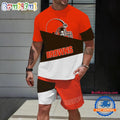 NFL Cleveland Browns Divided Pattern Summer T Shirt And Shorts Set