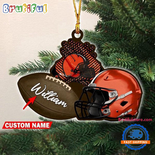 NFL Cleveland Browns Football Helmets Christmas Ornament, Custom Football Ornament Decoration