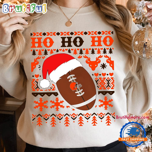 NFL Cleveland Browns Football Santa Claus Hohoho Christmas Pattern Sweatshirt