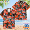 NFL Cleveland Browns Football Team Flower Summer Design Hawaiian Button Shirt
