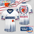 NFL Cleveland Browns Land Of The Free Because of The Brave Football Jersey