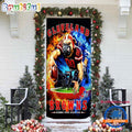 NFL Cleveland Browns Mascot Football Christmas Door Cover, Football Xmas Door Cover