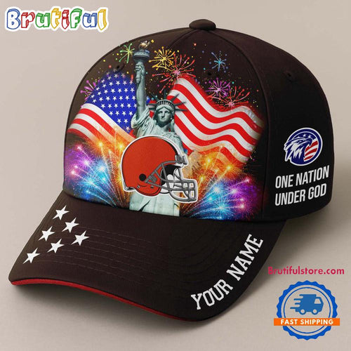 NFL Cleveland Browns One Nation Under God Happy Independence Day Custom Classic Cap