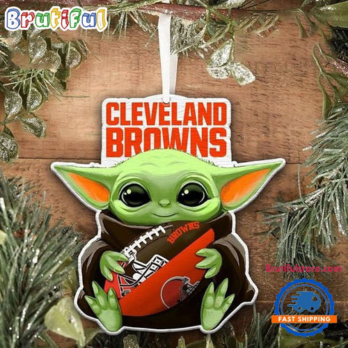 NFL Cleveland Browns Special Baby Yoda Star Wars Movies Christmas Ornament, Football Christmas Tree Ornament