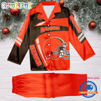 NFL Cleveland Browns Special Football Team Winter Season Satin Pajamas Set