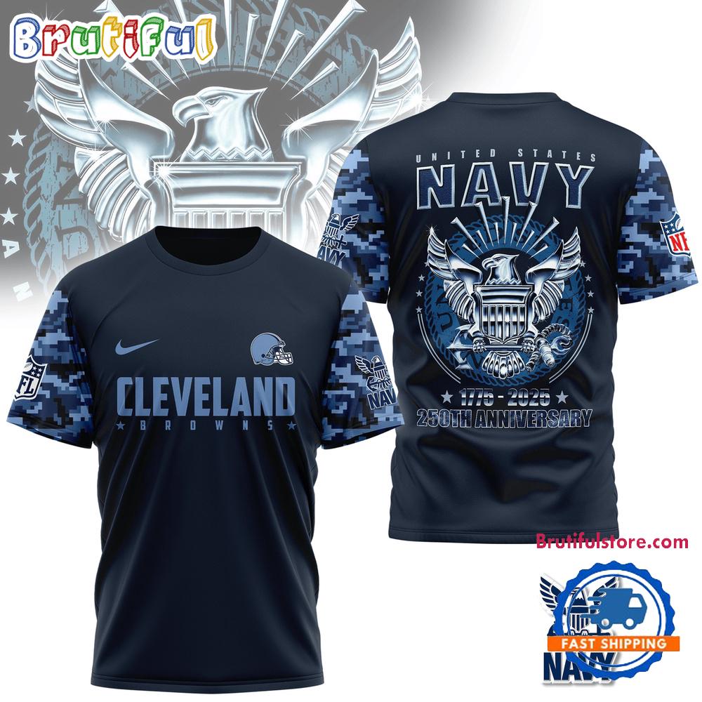 NFL Cleveland Browns US Navy 250th Anniversary 1775-2025 3D Shirt