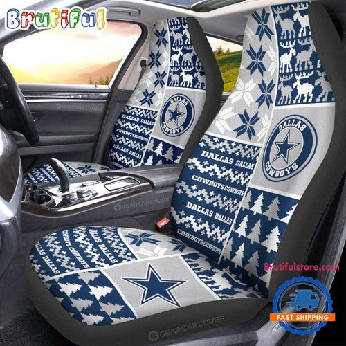 NFL Dallas Cowboys Design Christmas Car Seat Covers, Football Xmas Car Decor