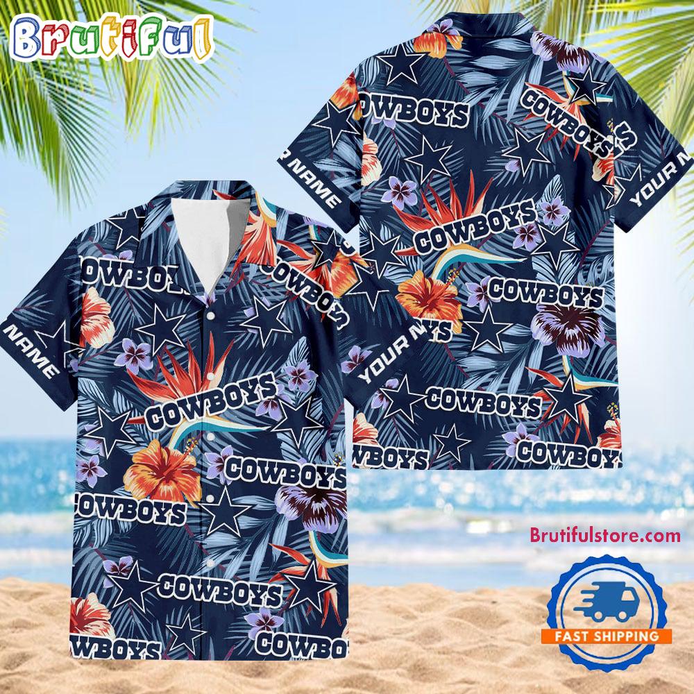 NFL Dallas Cowboys Football Team Flower Summer Design Hawaiian Button Shirt