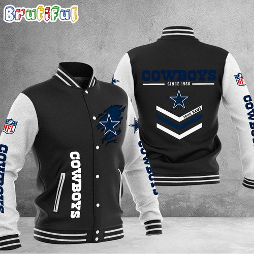 NFL Dallas Cowboys Football Team Personalized Varsity Baseball Jacket