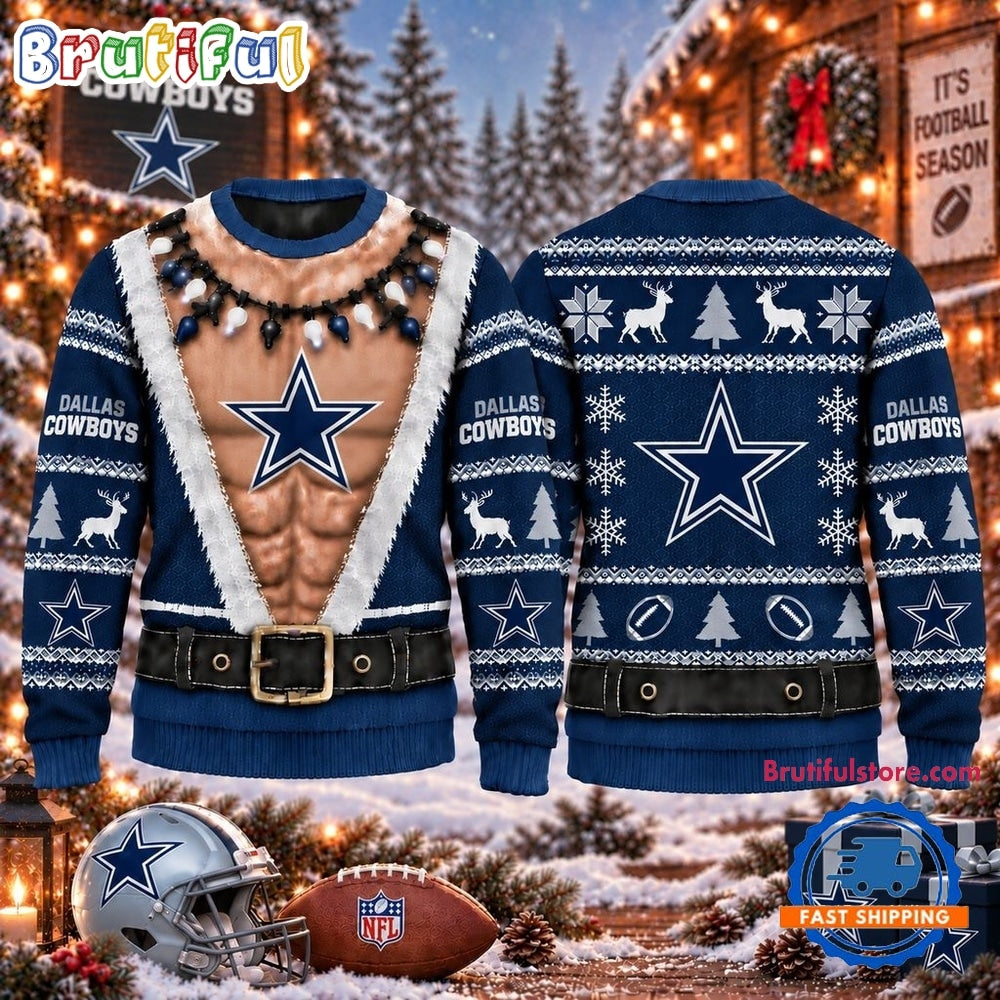 NFL Dallas Cowboys Funny Body Design Christmas Ugly Sweater
